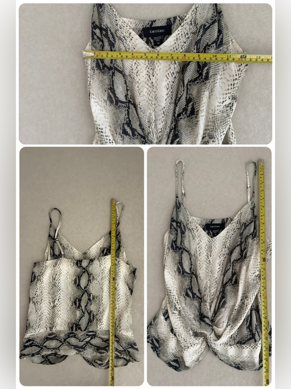 Karen Kane Snake Print Twist Front Cami Silk Feel Adjustable Strap Tank Size M - Picture 16 of 16
